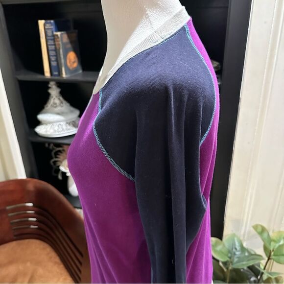 Eddie Bauer Purple Color Block Light Weight Sweater Size Small - Picture 5 of 12